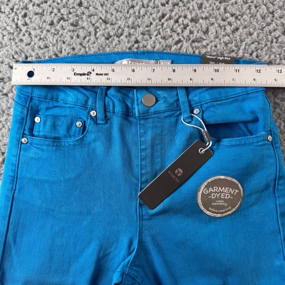 TRACTR MONA Bright Dive Blue High‎ Rise Stretch Cut Off Crop Jeans Sz 0/25 NWT - Picture 5 of 11